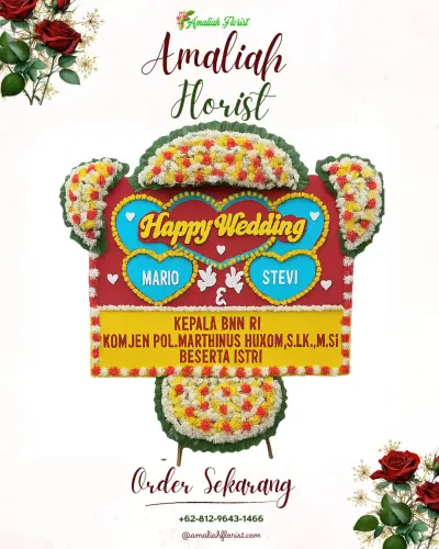Karangan Papan Bunga Pernikahan di Sukakarya
